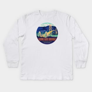 Lions Gate Bridge Vancouver Canada Vintage decal Kids Long Sleeve T-Shirt